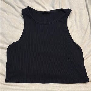Black Ribbed Sleeveless Top